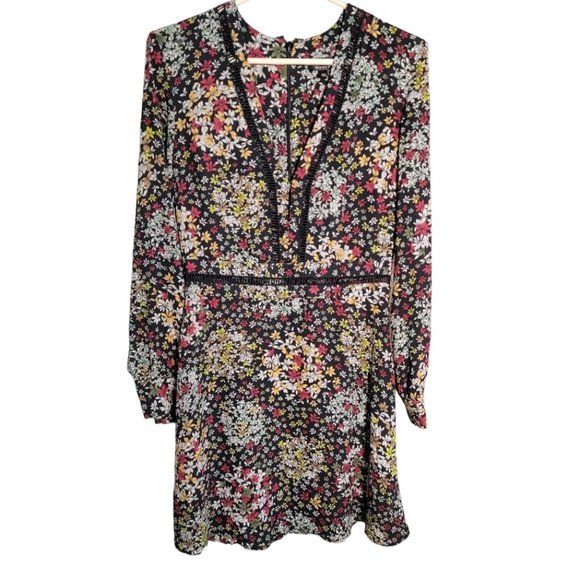 Topshop bohemian Inspired Long Sleeve Floral Dress Size 4 - Picture 2 of 11